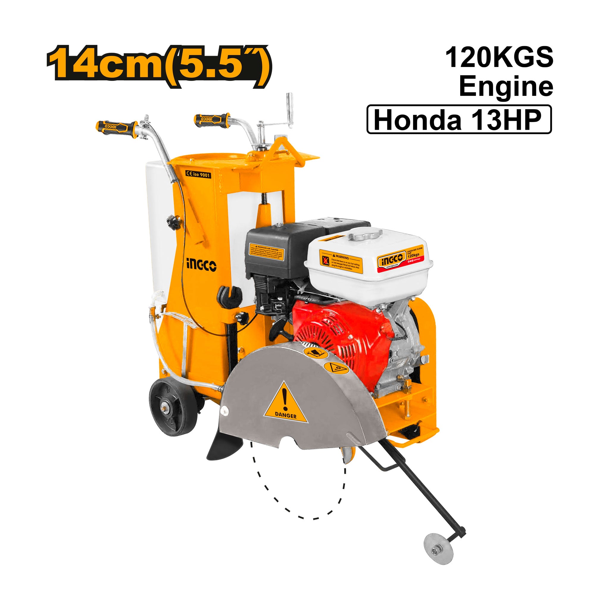 Cortadora de Concreto INGCO Motor Honda GX390 13HP 9.6kW GSF16-1