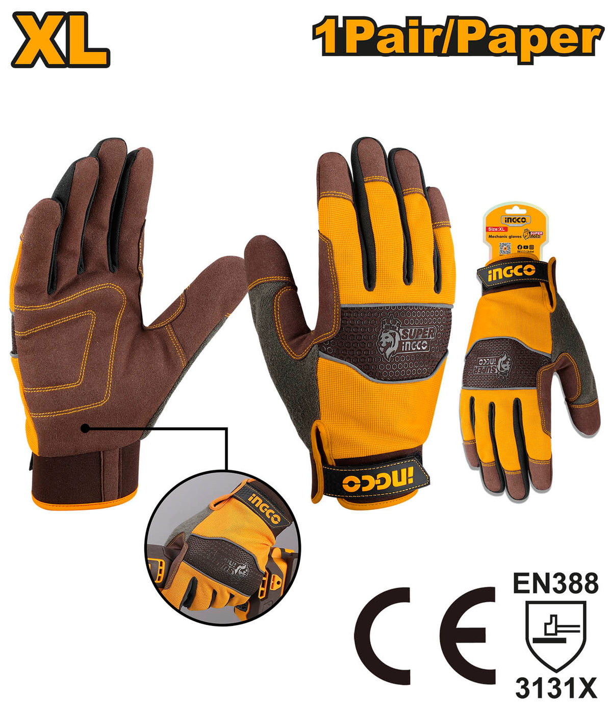 Guantes Para Mecánico Microfibra Ingco HGMG01-XL