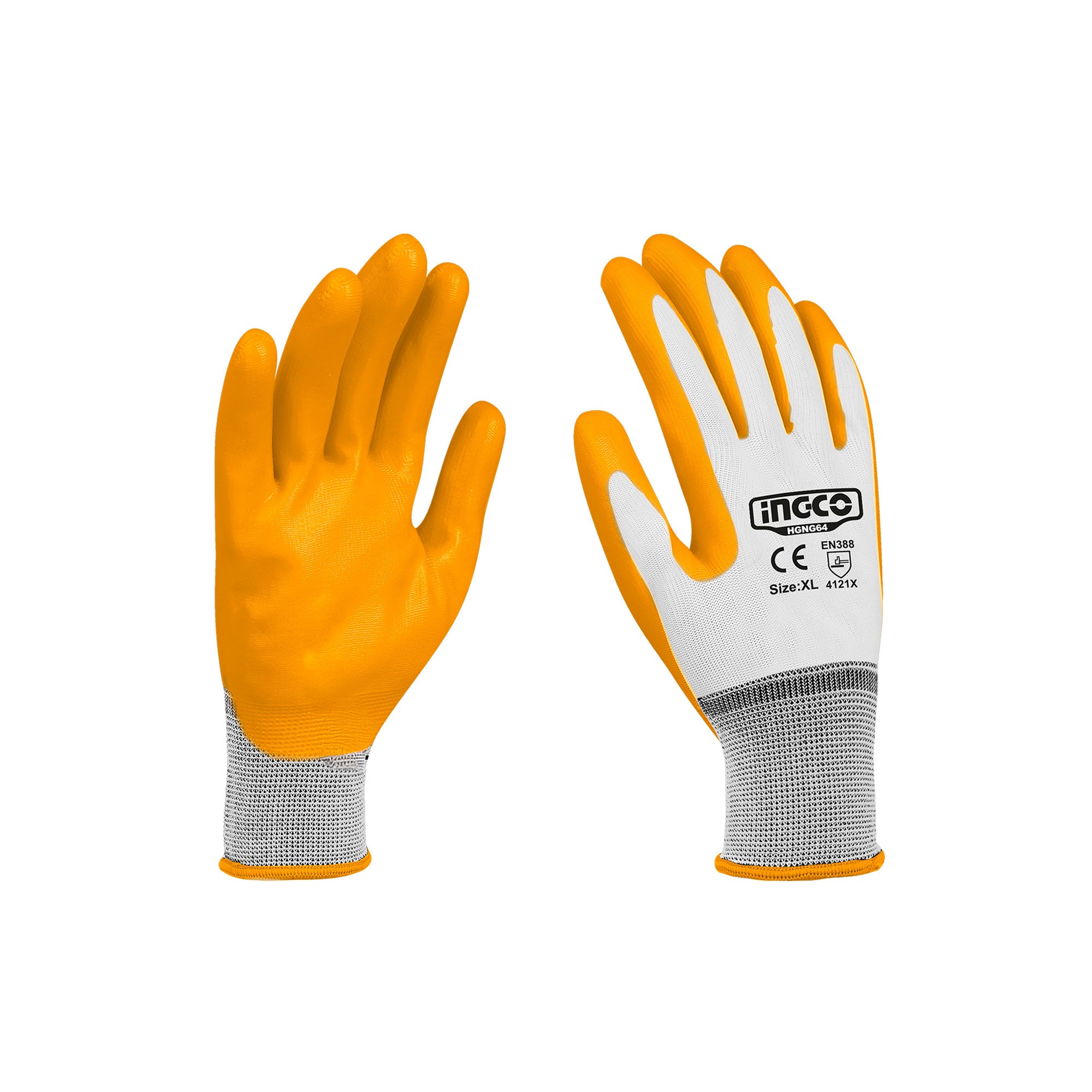 Guantes de Nitrilo INGCO Forro Poliéster Recubrimiento Nitrilo HGNG64