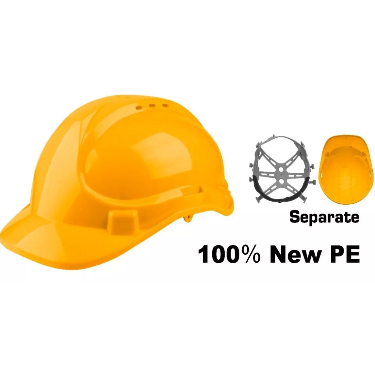 Casco De Seguridad Amarillo Con Ventilacion Supension 8 Punto Ingco HSH206 - MARKEMSTORE