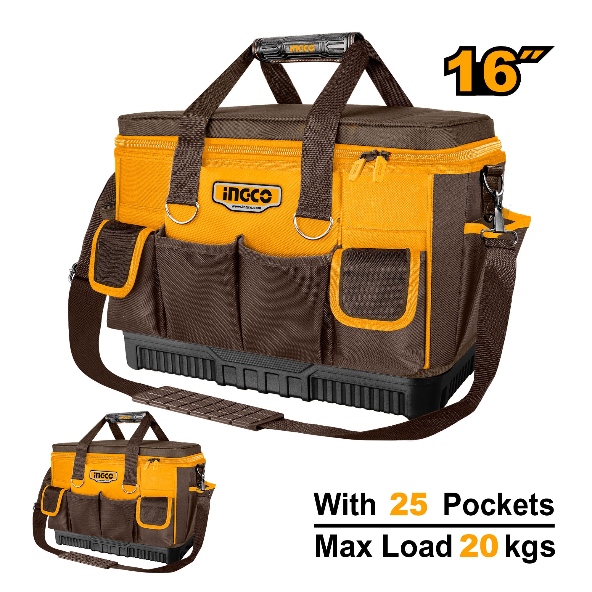 Maleta para Herramientas INGCO 16" 46x23x33cm 25 Bolsillos 20kg HTBG10