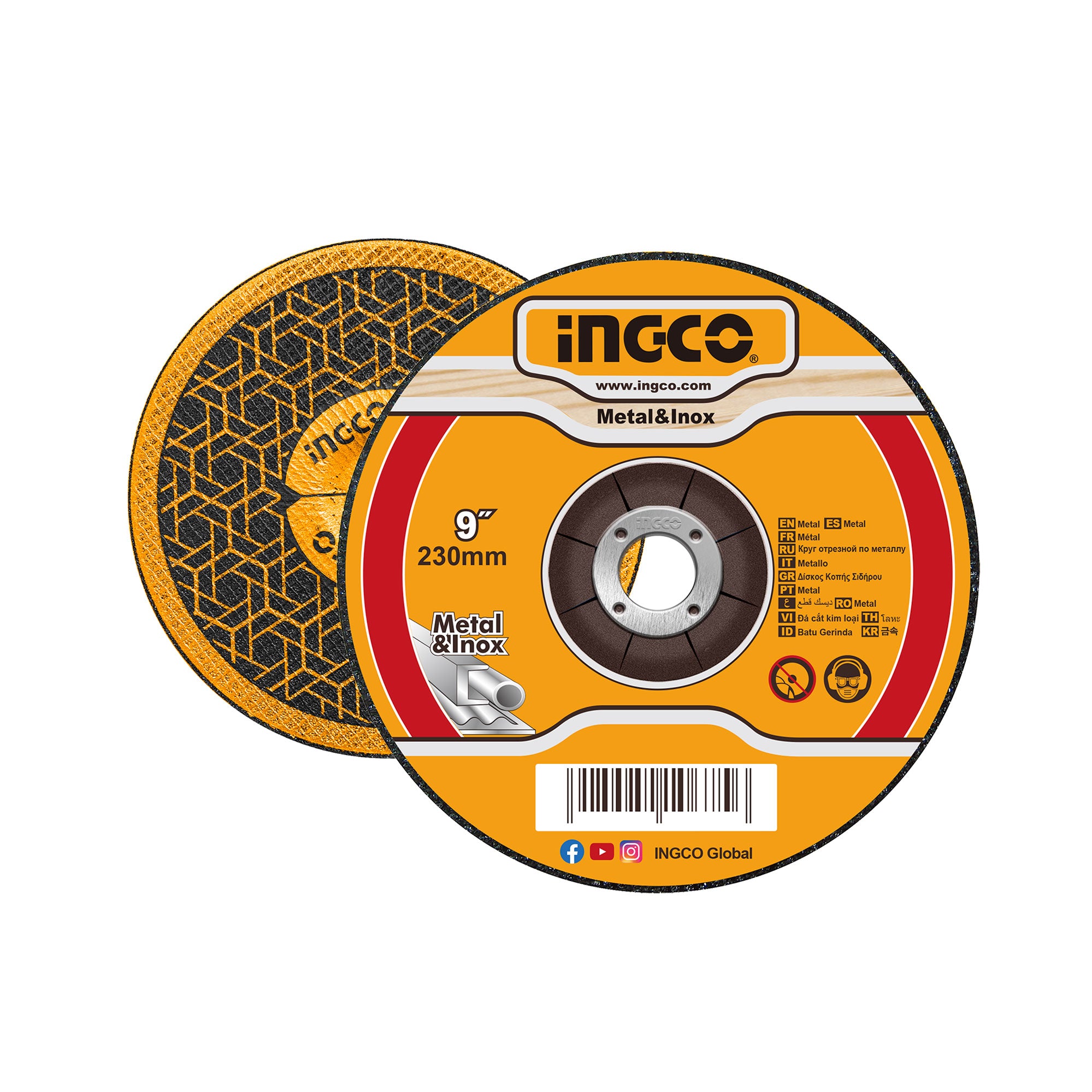 Disco Abrasivo Corte Metal- Inox 9X1/8X7/8 INGCO MCD302301HA