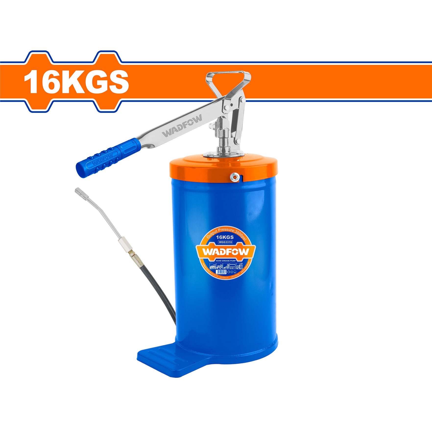 Engrasadora manual tipo balde capacidad 16kg 3000PSI WHY1A16
