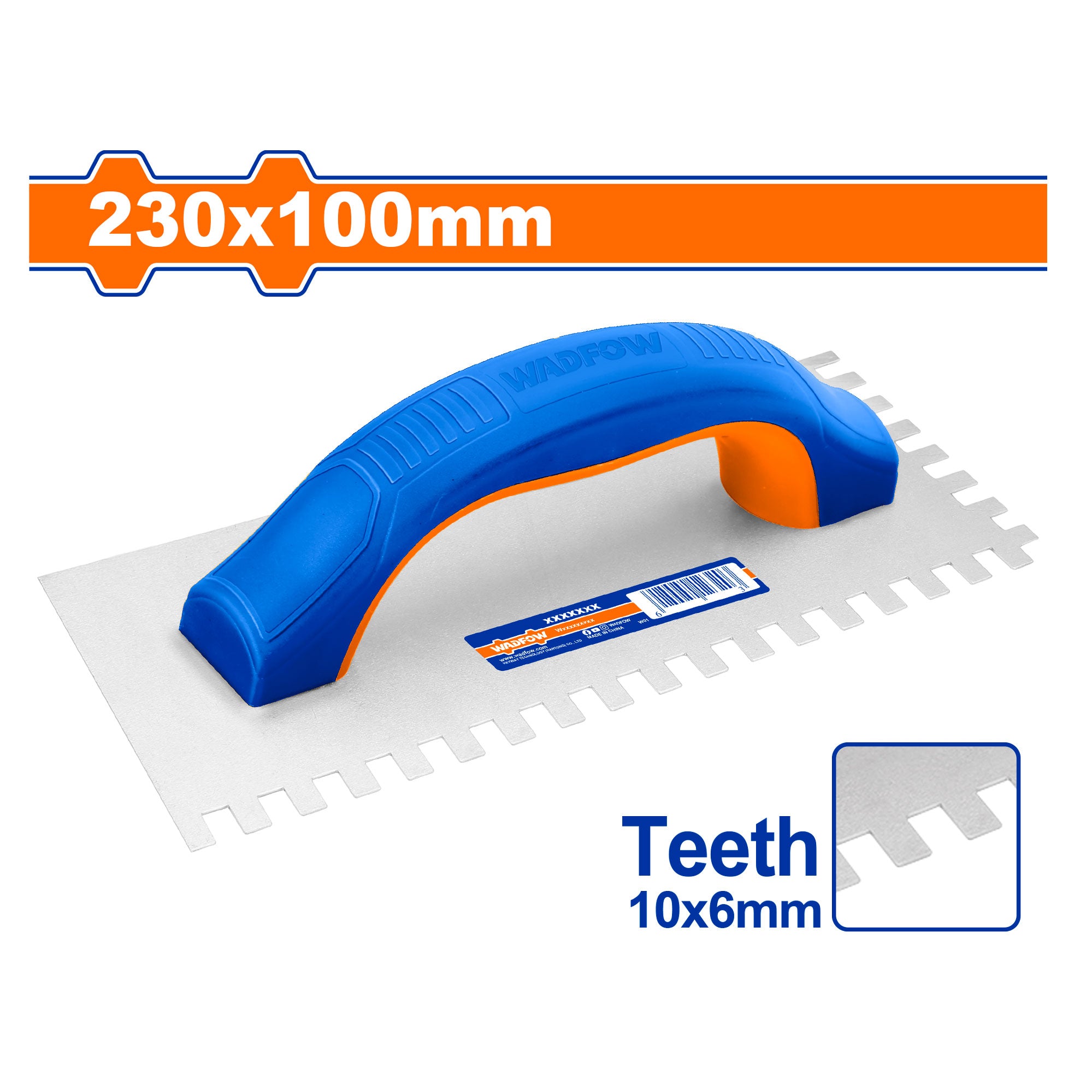 Llana dentada de 230x100mm diente 10x6mm acero al carbono WPE4923