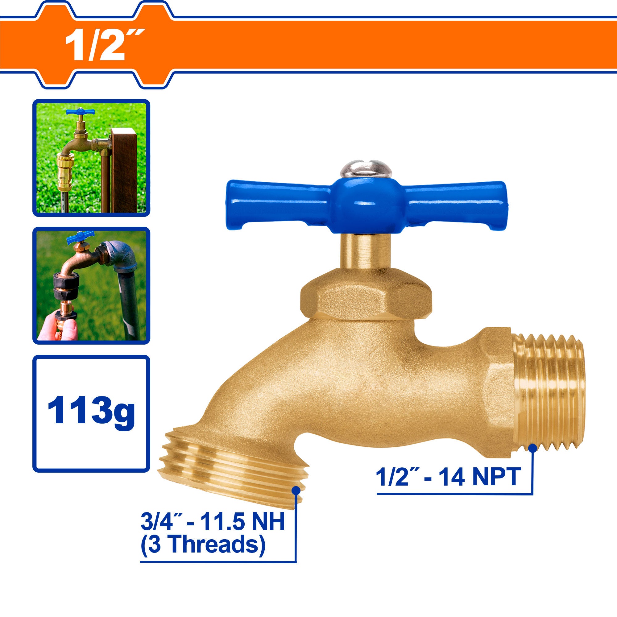 Grifo De Agua E 1/2 S 3/4 Bronce 111G 2H Wadfow WVB1819
