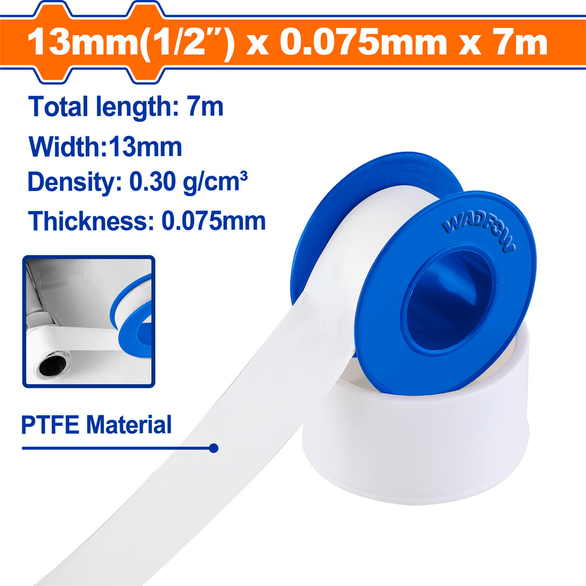 Cinta Teflon 1/2 X 7 Mts Wadfow WXP1301