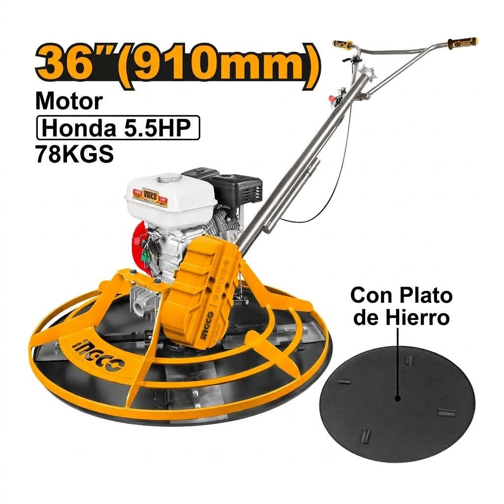 Allanadora de Concreto INGCO Tipo Helicóptero 36" Honda 5.5HP GPT361-1 - MARKEMSTORE -
