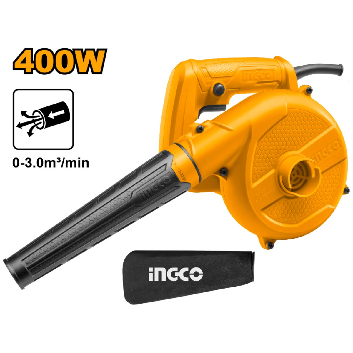 Blower Aspirador 110V 400W 14000 Rpm 3M3/Min Con Bolsa Para Polvo INGCO UAB4018 - MARKEMSTORE - Pistolas y Sopladores