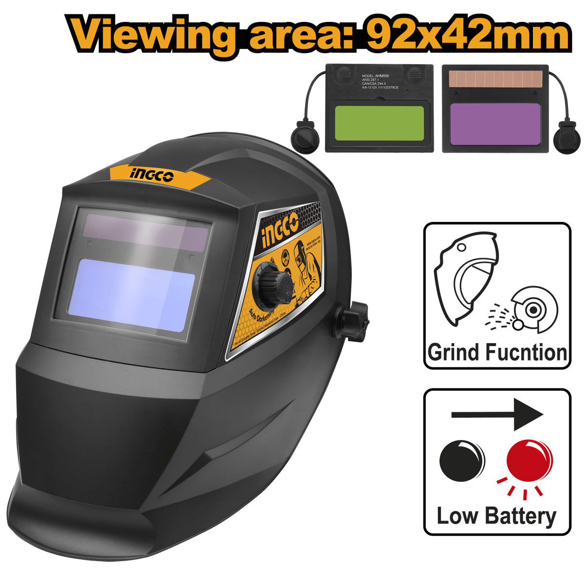 Careta Para Soldar Fotosensible INGCO AHM008 - MARKEMSTORE -