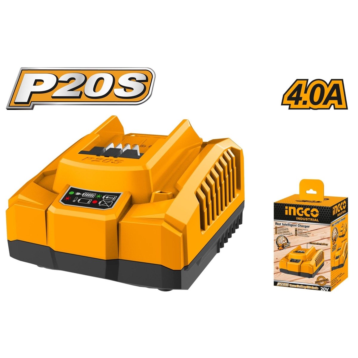 Cargador Rápido Inteligente 20V 4.0Ah Ingco UFCLI20411 - MARKEMSTORE -