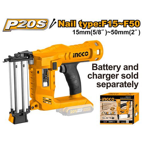 Clavadora Inalambrica 20V F15 - F20  2.5 Clavos/Seg Cap 100 Uds Ingco CBNLI2028 - MARKEMSTORE - Pistolas y Sopladores