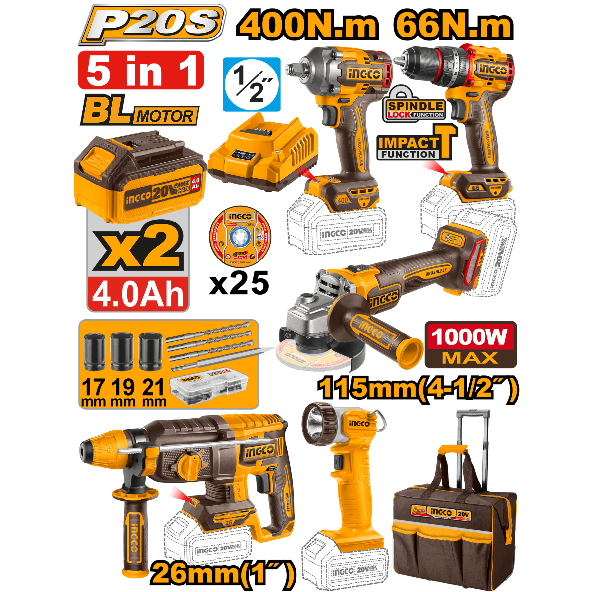 Combo Inalambrico INGCO UCKLI2059 - MARKEMSTORE -