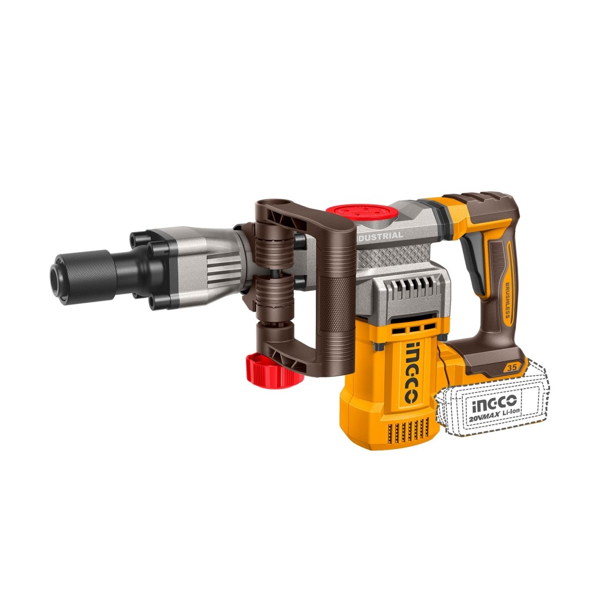 Demoledor 20V 3200Bpm 16J Sds Hex 2 Cinceles ingco UCDBLI203582 - MARKEMSTORE - Rotomartillos