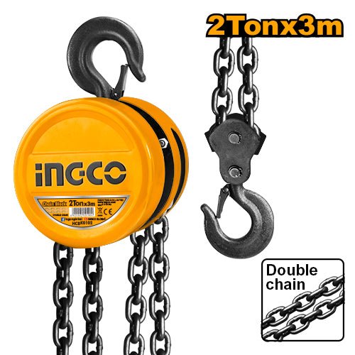 Diferencial Manual De Cadena 2Ton 3Mts X 2 Cadenas Ingco HCBK0102 - MARKEMSTORE -