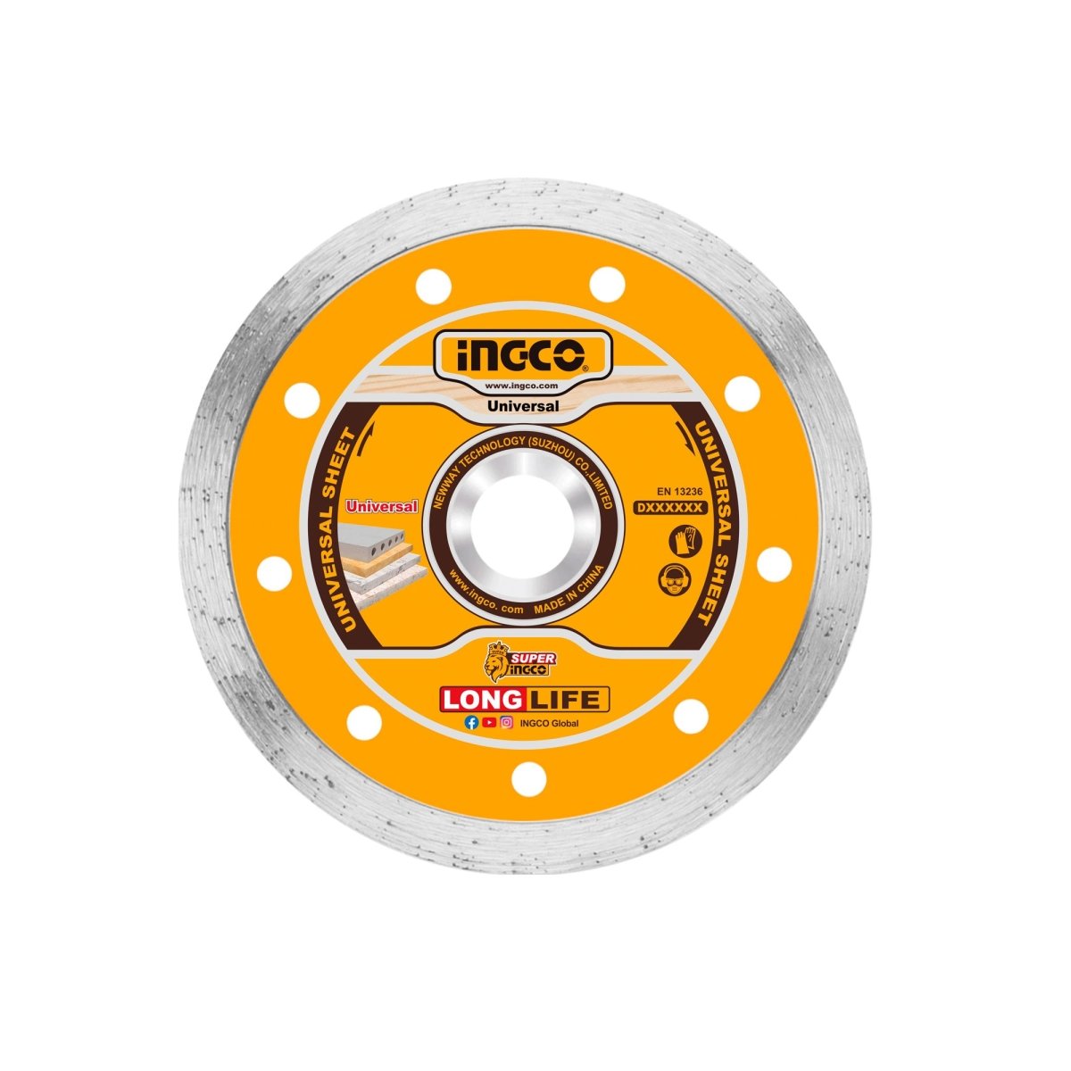 Disco Diamantado Liso INGCO 7" 180x22.2mm DMD021802 - MARKEMSTORE - Accesorios Para Pulidora