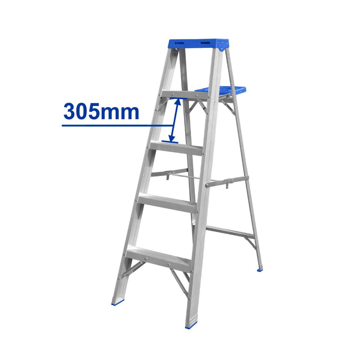 Escalera Aluminio Tipo Tijera Con Bandeja 4P+1 Cap 150K WADFOW REF. WLD4H05 - MARKEMSTORE -