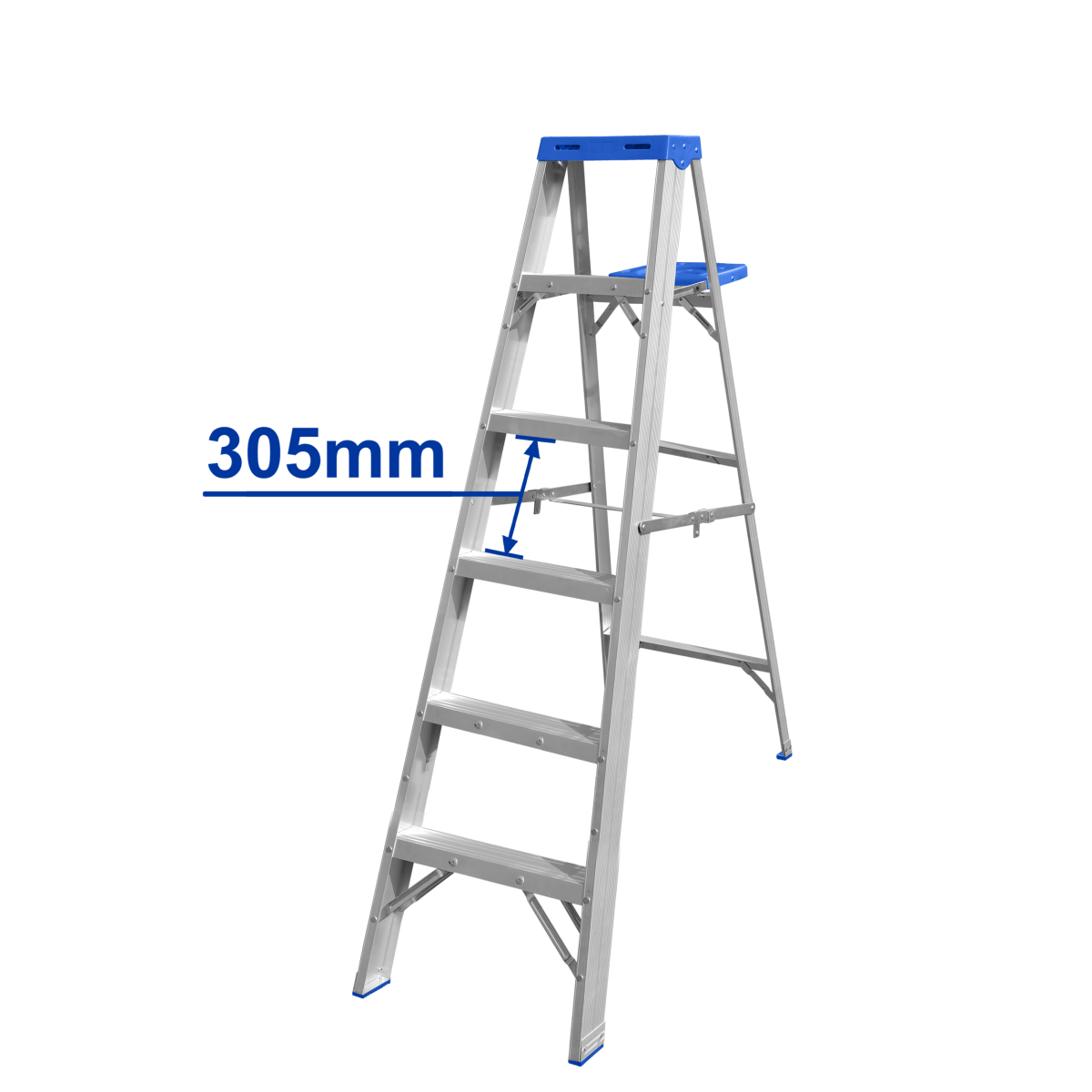 Escalera Alumino Tipo Tijera C/Bandeja 5P+1 Cap 150K WADFOW REF. WLD4H06 - MARKEMSTORE -