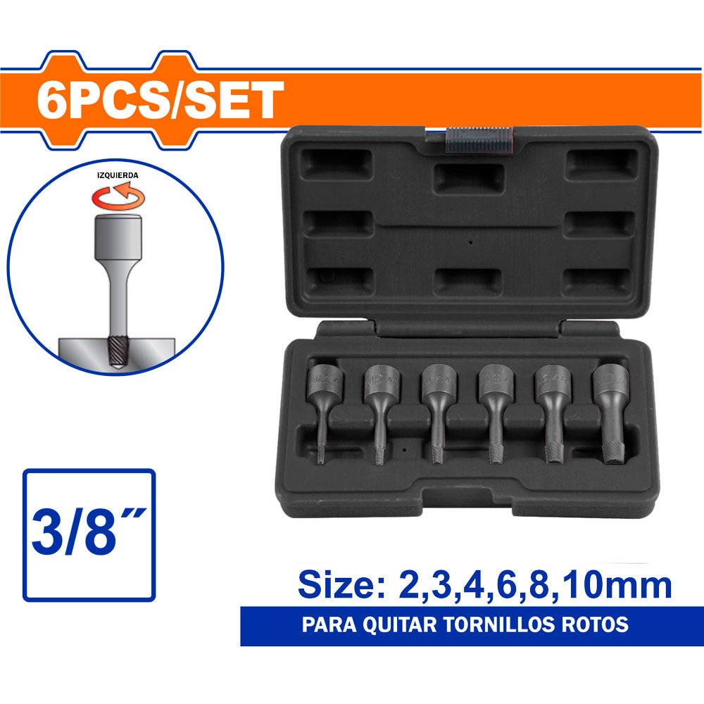 Extractor de Pernos y Tornillos WADFOW 2 - 10mm 3/8" WART1D06 - MARKEMSTORE -