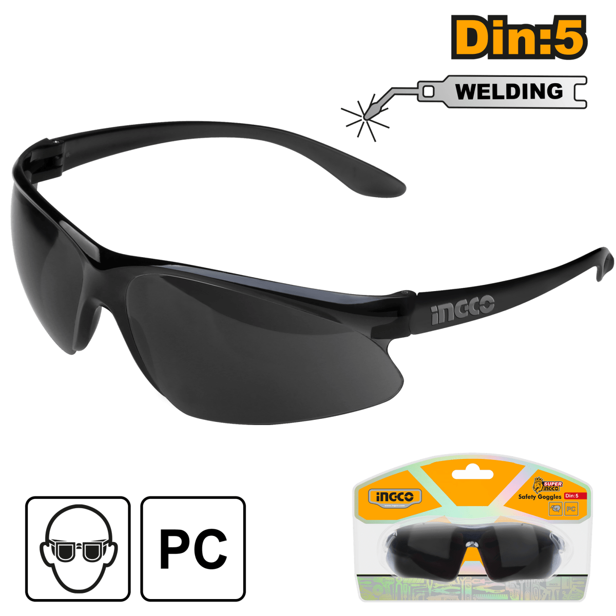 Gafas De Seguridad Lente Oscura #5 INGCO HSG07 - MARKEMSTORE -