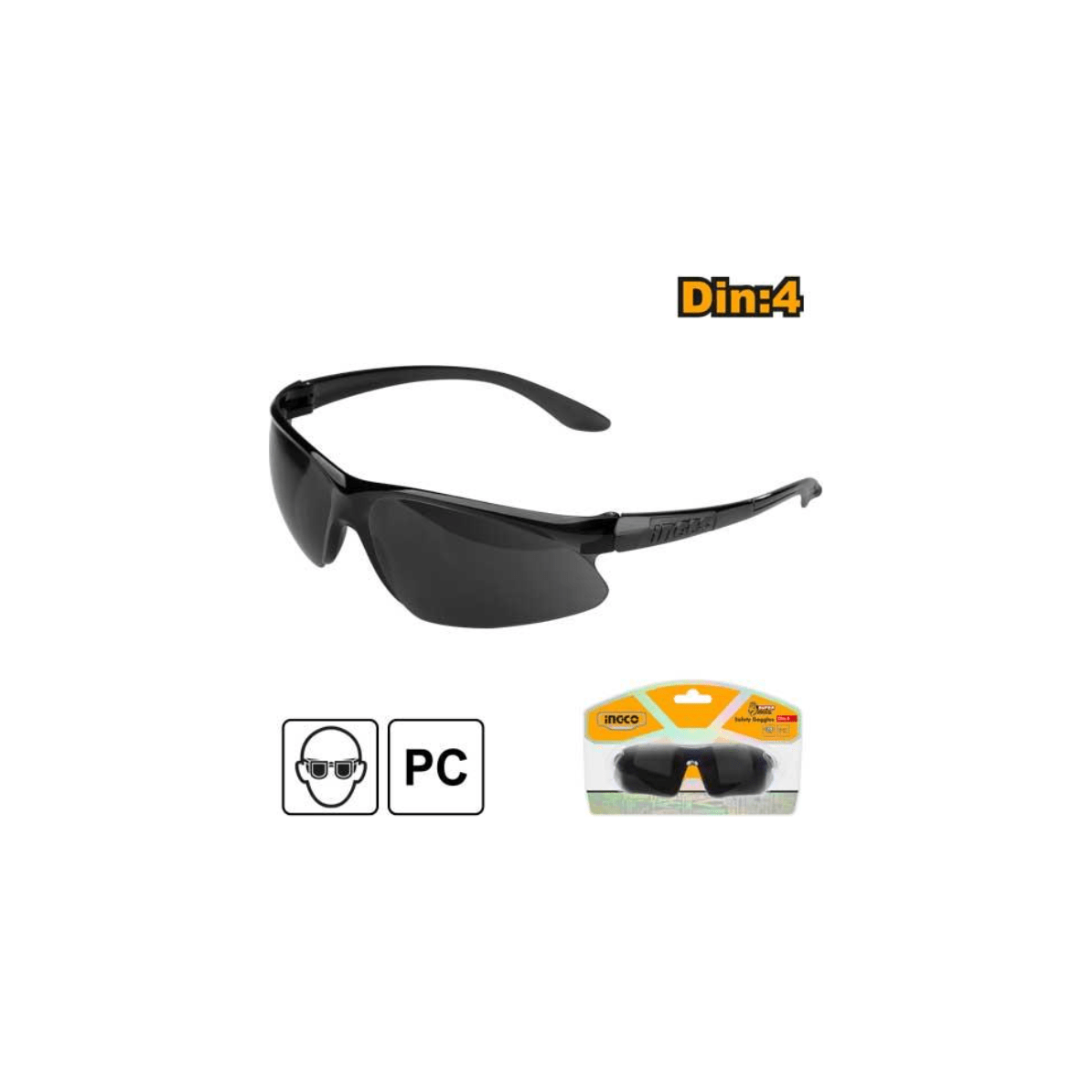 Gafas De Seguridad Policarbonato Oscuro #8 Ingco HSG06 - MARKEMSTORE - Gafas