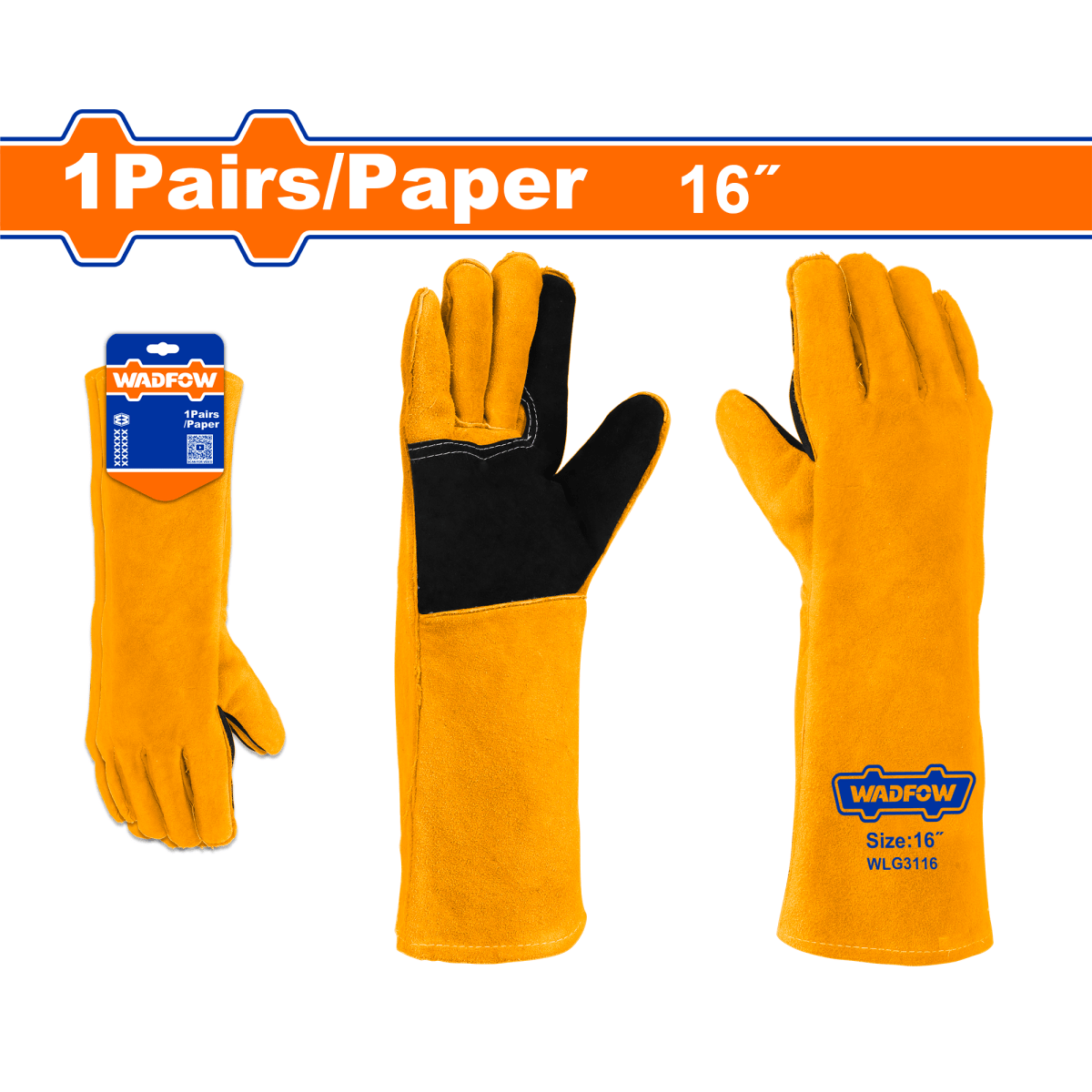 Guantes Cuero 16"" Para Trabajo Pesado/Soldadura/Jardineria WADFOW WLG3116 - MARKEMSTORE -