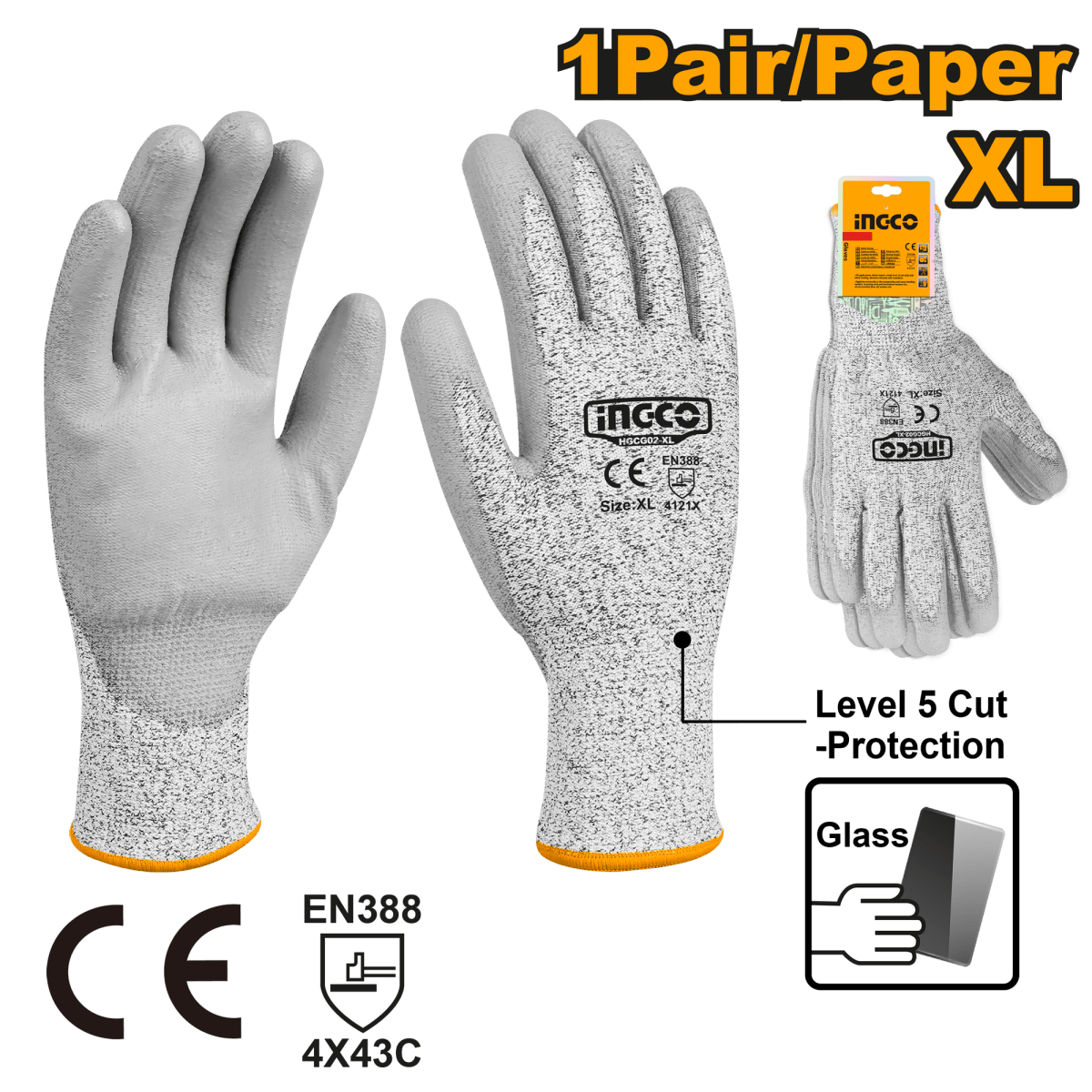 Guantes Poliuretano Anti Corte INGCO HGCG02 - XL - MARKEMSTORE -