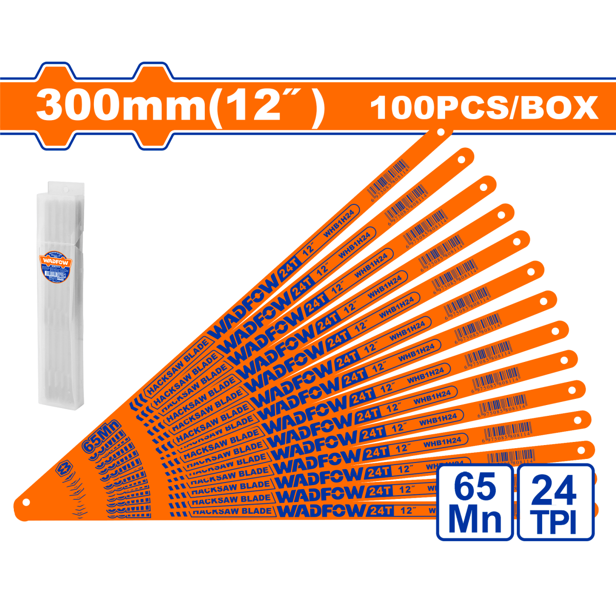 Hoja De Segueta Bi - Metal 24 Dientes 300Mm Material 65MN WADFOW WHB1H24 - MARKEMSTORE -