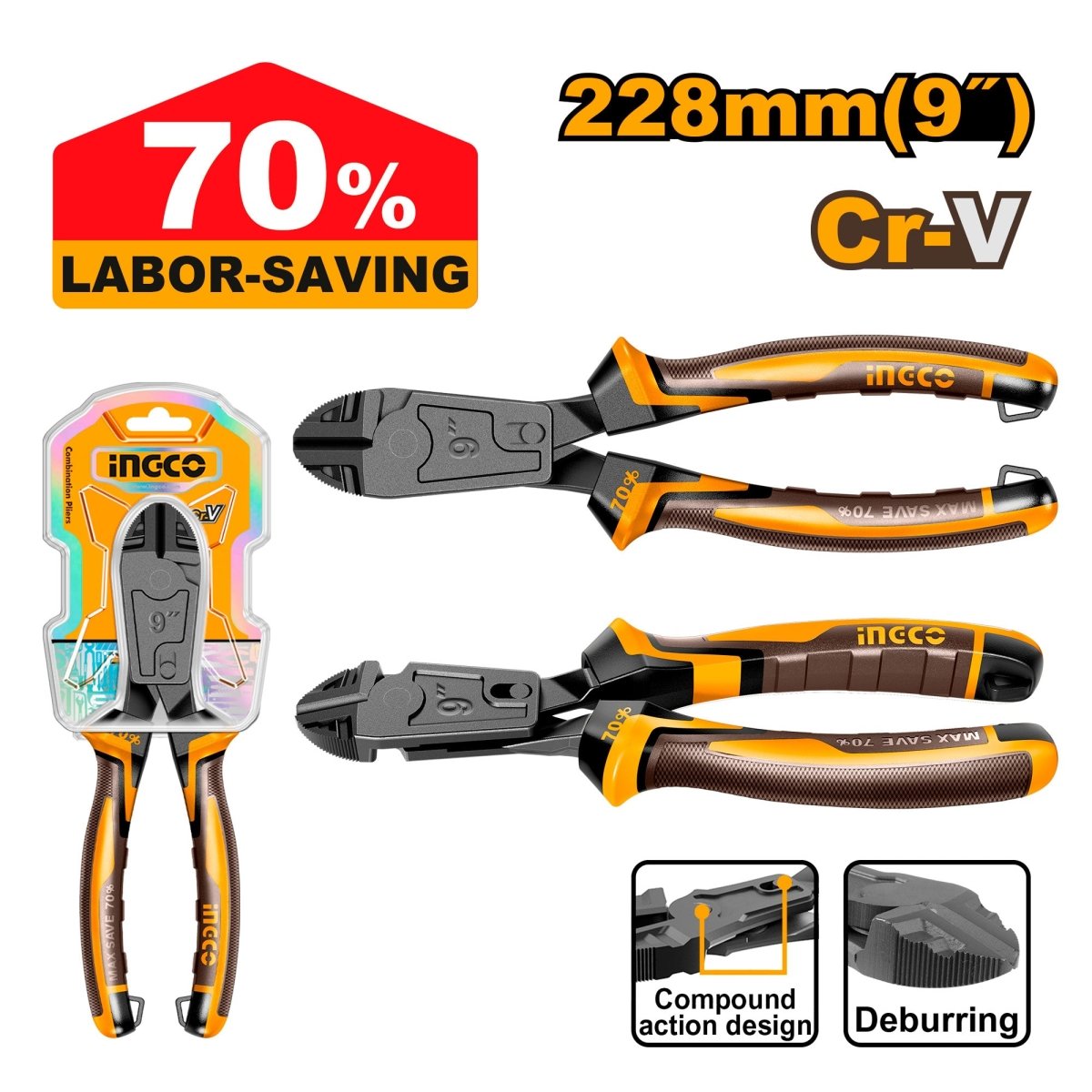 Ingco Alicate Corte Diagonal 9 Cr-V Hcdcp58236 - MARKEMSTORE - Alicates