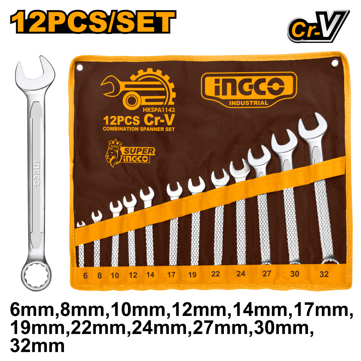 Juego De Llaves Combinadas 12 Piezas 6 - 32mm INGCO Hkspa1143 - MARKEMSTORE - LLAVES Y JUEGOS