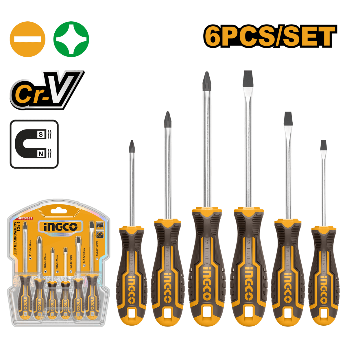Juego Destornilladores 6pcs INGCO HKSD0628 - MARKEMSTORE -