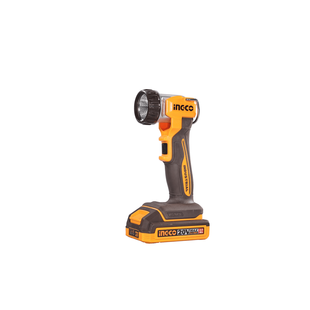 Lámpara Portátil LED 20V INGCO 450 Lúmenes 2 Modos Gancho Metal Ángulo 120° CWLI2058 - MARKEMSTORE - Linternas