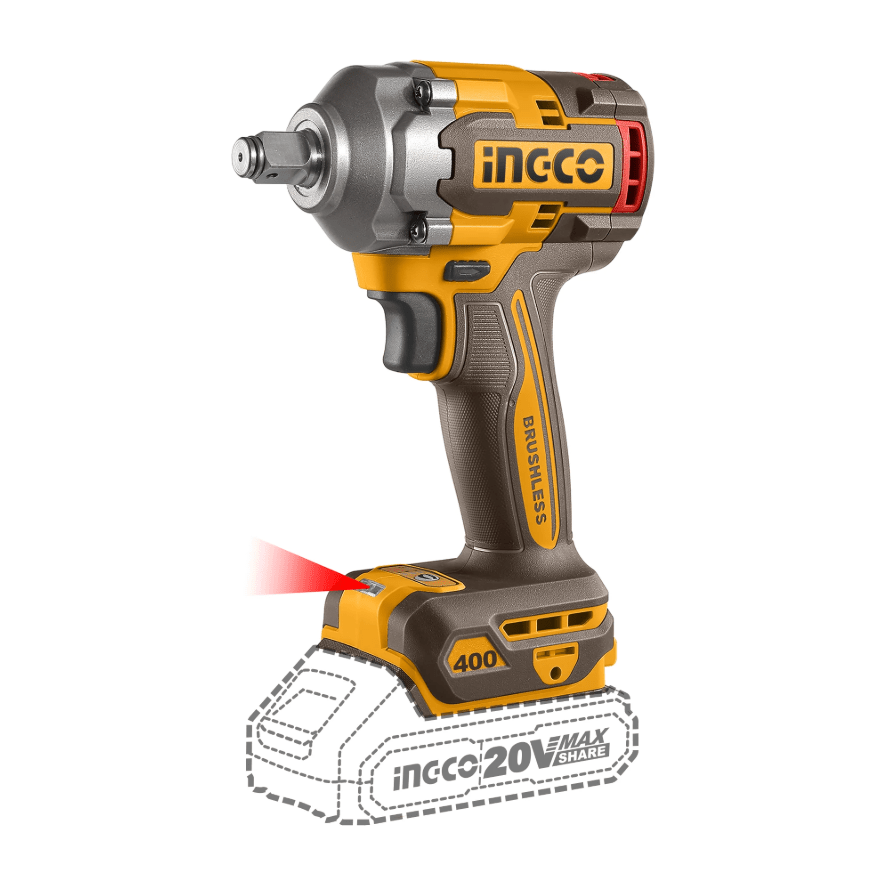 Llave De Impacto 20V M1/2 400Nm Brushless INGCO UCIWLI2040 - MARKEMSTORE - Llave de Impacto