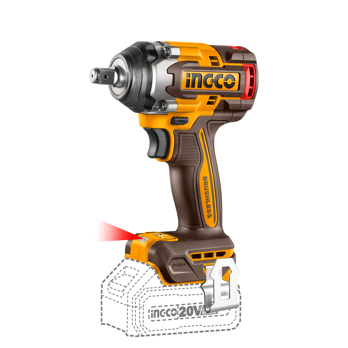 Llave De Impacto 20V M1/2 Brushless INGCO UCIWLI2050 - MARKEMSTORE - Taladro