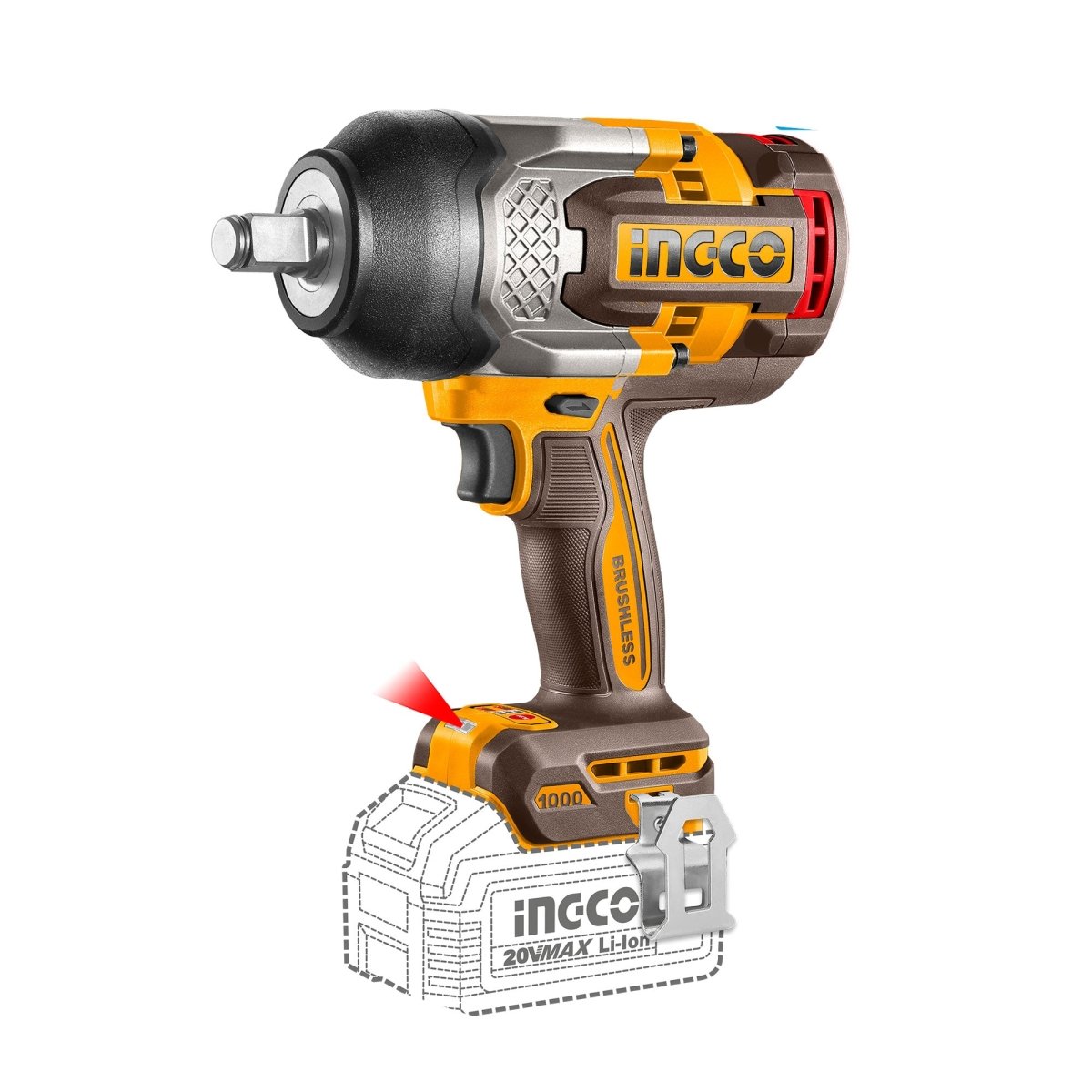 Llave De Impacto M1/2 20V 1000Nm 2100Rpm Brushless Ingco Uciwli20100 - MARKEMSTORE - Llave de Impacto