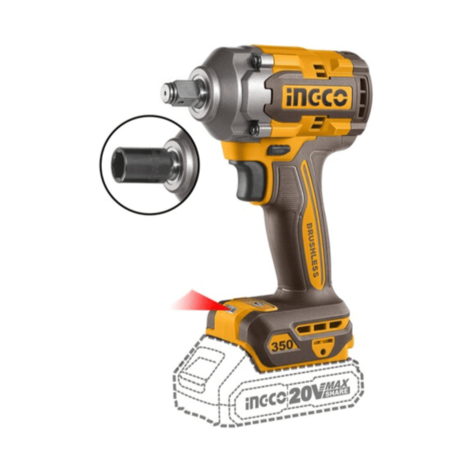 Llave De Impacto M1/2 20v 350nm INGCO UCIWLI2035 - MARKEMSTORE - Llave de Impacto