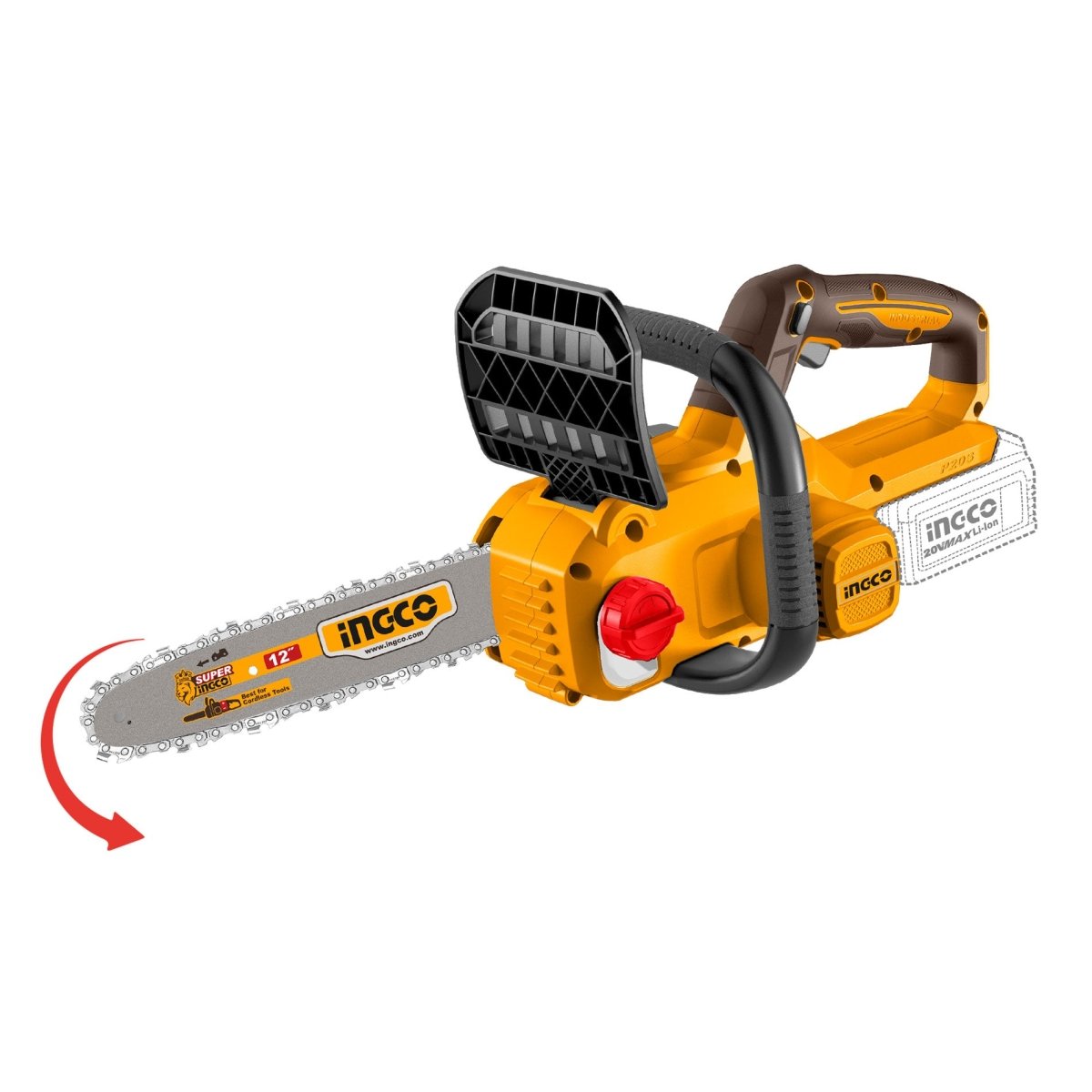Motosierra Inalámbrica INGCO 20V Barra 12" UCGSLI201262 - MARKEMSTORE -