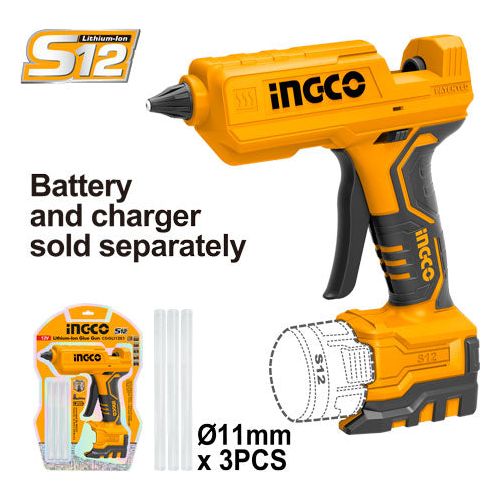 Pistola Para Goma Ionlitio 12V Capacidad Pegue: 15 - 18G/Min Ingco CGGLI1201 - MARKEMSTORE - Ferreteria