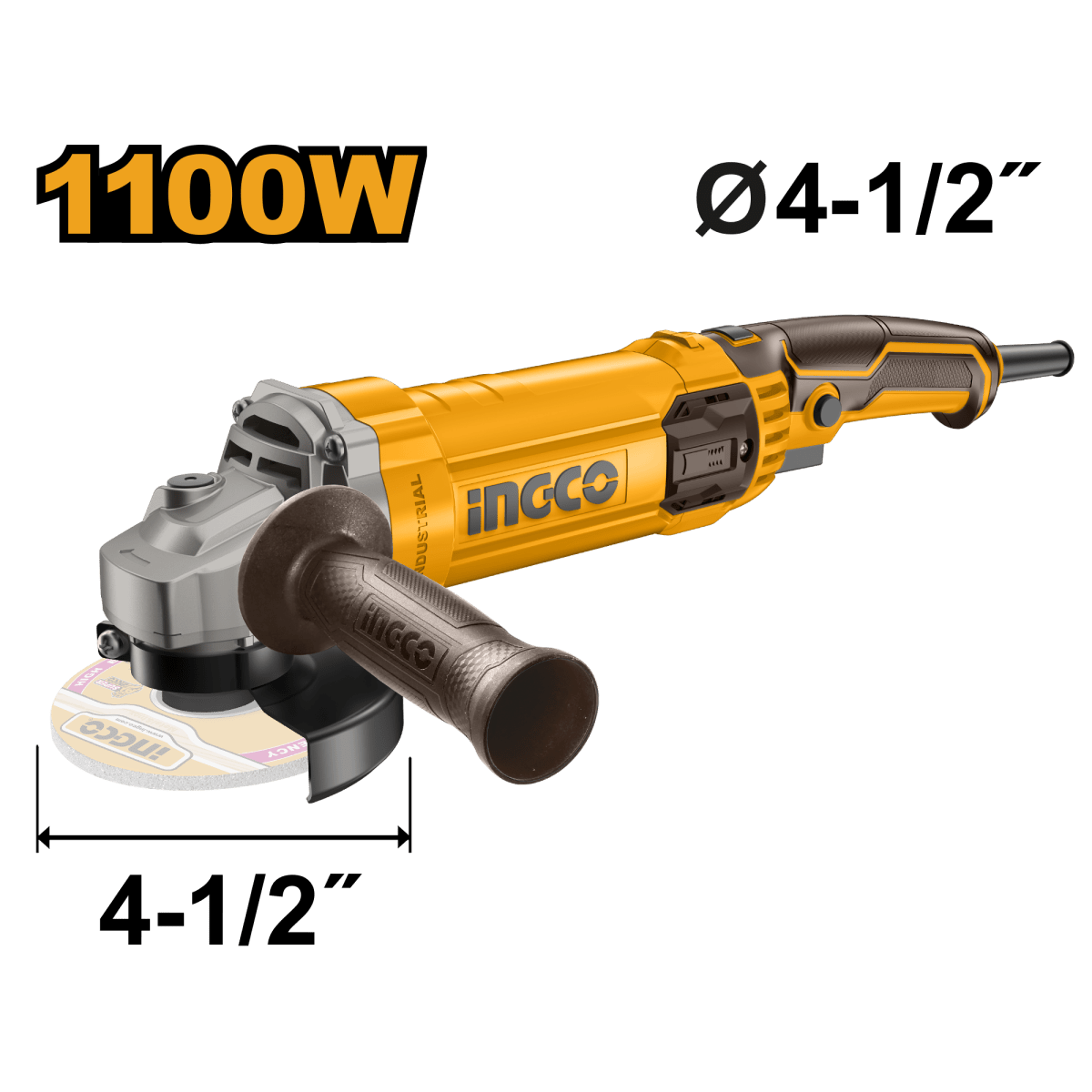 Pulidora Angular 4 - 1/2 " 1100W 12000Rpm Ingco UAG1100383 - MARKEMSTORE - Pulidoras