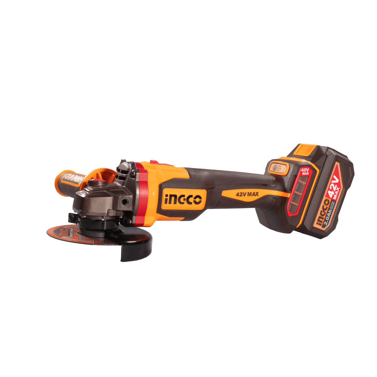 Pulidora Angular INGCO 42V 4 - 1/2" 3 Velocidades + 2 Baterías 2.5Ah y Accesorios UCAGLI4128112 - MARKEMSTORE - Pulidoras