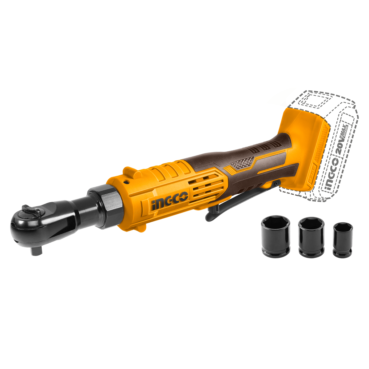 Ratchet 20V M3/8 65Nm INGCO CDRLI2060151 - MARKEMSTORE -