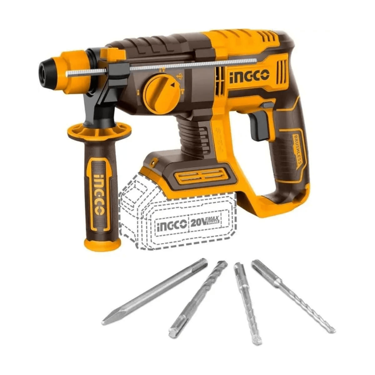 Rotomartillos 20V 0 - 1100 Rpm 0 - 5400 Bpm INGCO CRHLI20208 - MARKEMSTORE - Rotomartillo