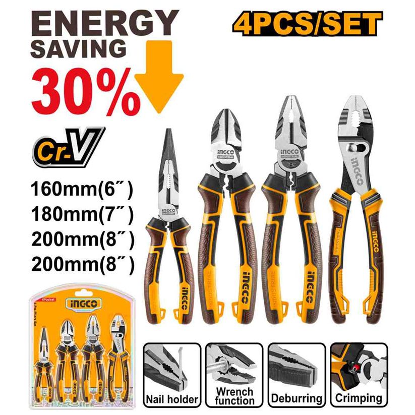 Set Alicate 4 Piezas INGCO HKPS28488 - MARKEMSTORE - Alicates
