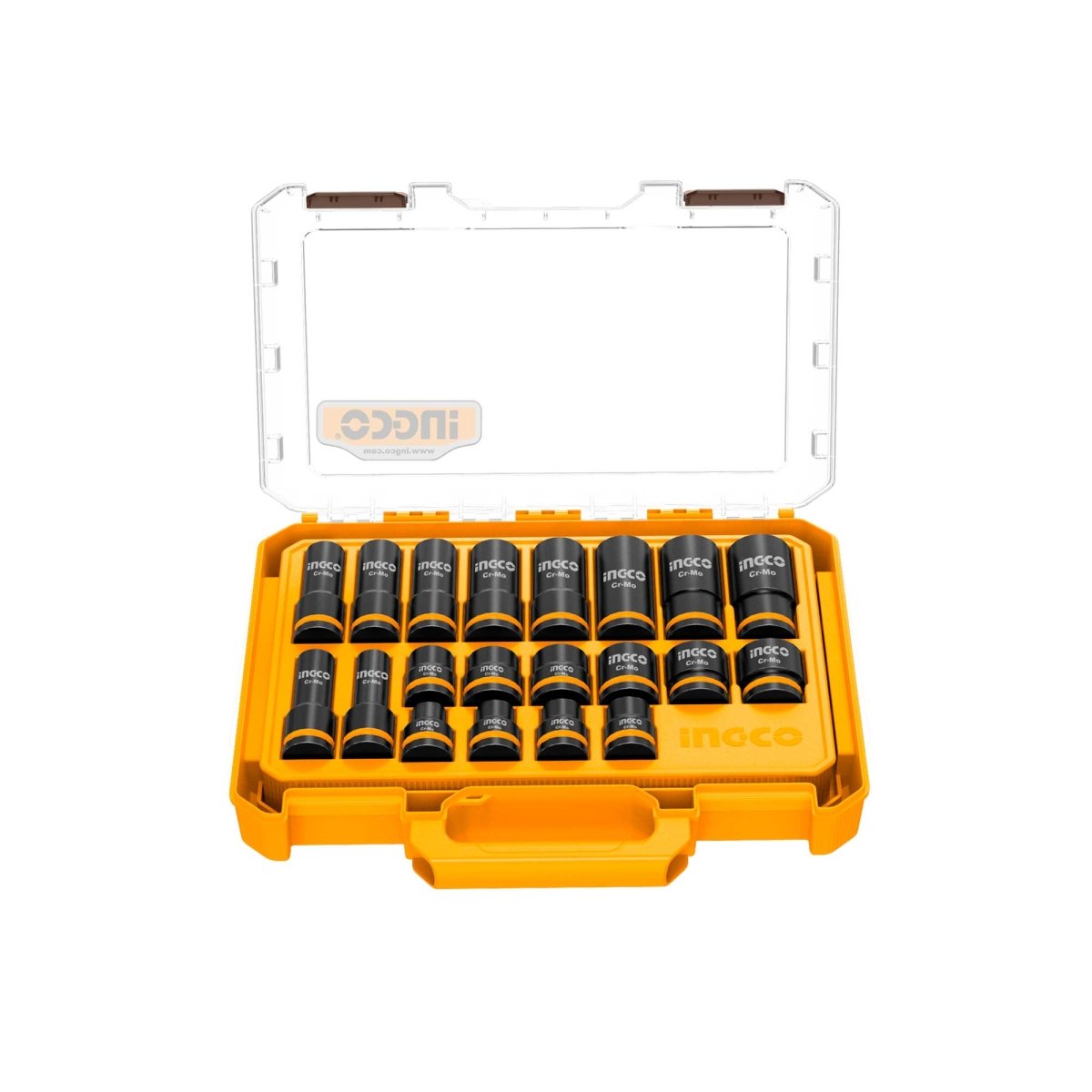 Set Dados Cortos Y Largos Impacto 20Pcs M1/2 Ingco Hkissd12206L - MARKEMSTORE - Dados y accesorios