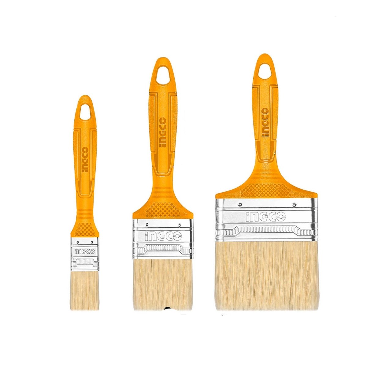 Set De 3 Brochas Para Esmalte 1 2 Y 3 Pulgadas Mango Plastico Ingco Chptb7860301 - MARKEMSTORE - Brochas y Rodillos