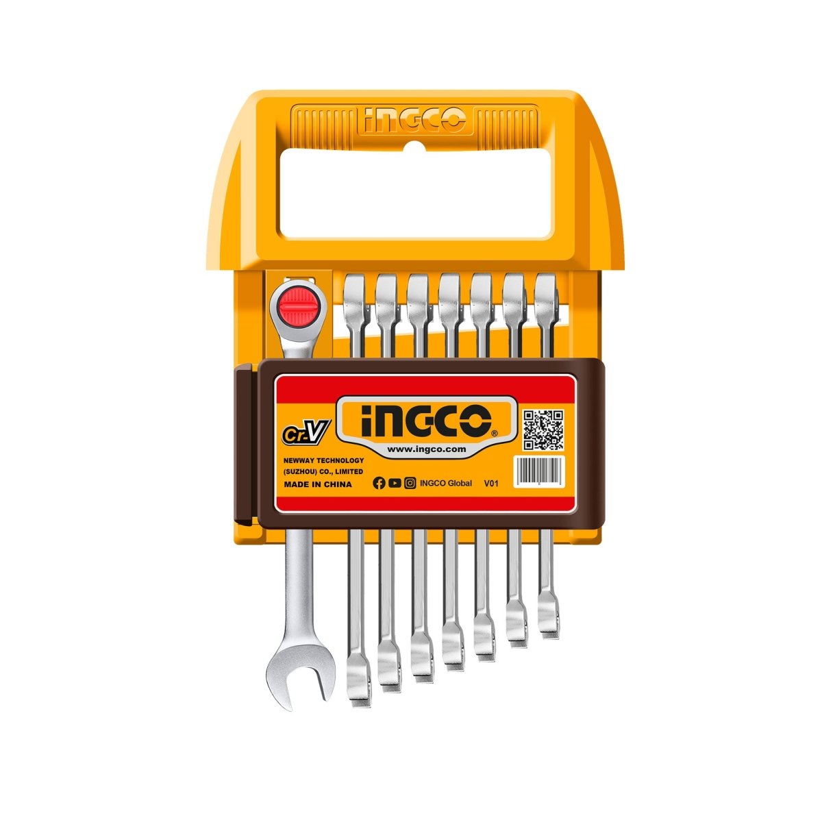 Set Llave Combinada Tipo Rachet 8Pcs 8-19Mm INGCO Hkspar2082 - MARKEMSTORE - Llaves y Juegos