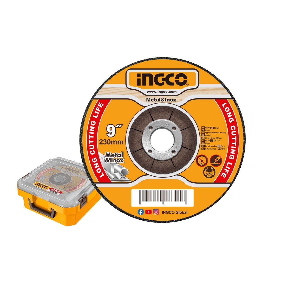 Set X 25 Discos De Corte Inox 9X1/8X7/8 Ingco MCD3023025 - MARKEMSTORE - Discos