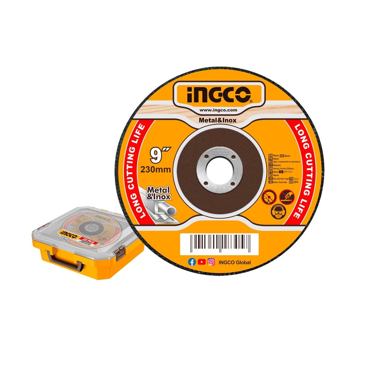 Set X 25 Discos De Corte Inox 9X5/64X7/8 Ingco MCD2023025 - MARKEMSTORE - Discos