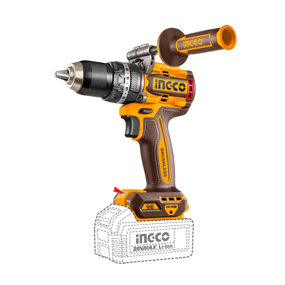 Taladro de Impacto INGCO 20V 96Nm Brushless + 2 Baterías INGCO UCIDLI209686 - MARKEMSTORE - Taladro