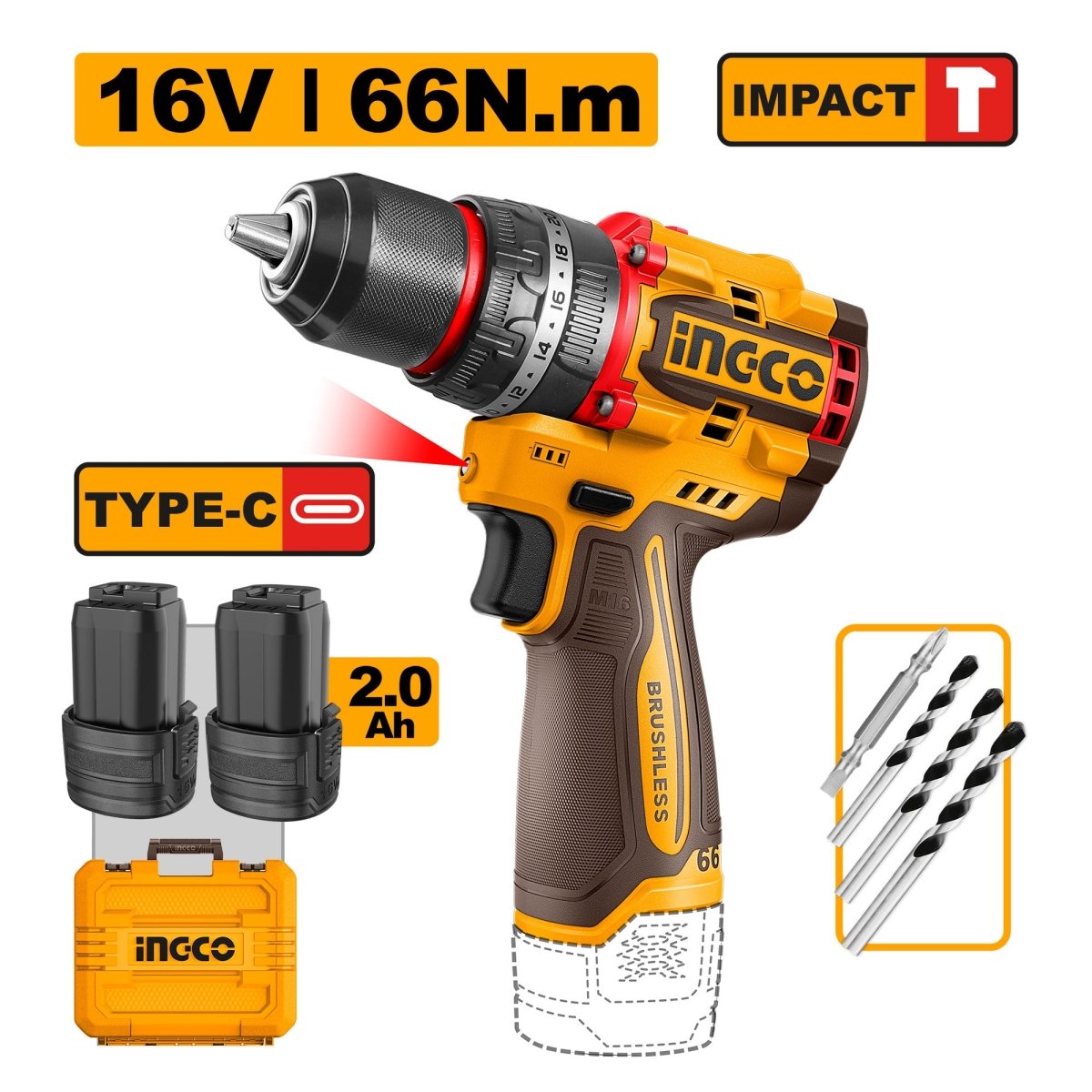 Taladro De Impacto M1/2 16V 66Nm 2000Rpm Brushless CIDLI16665 - MARKEMSTORE - Taladros