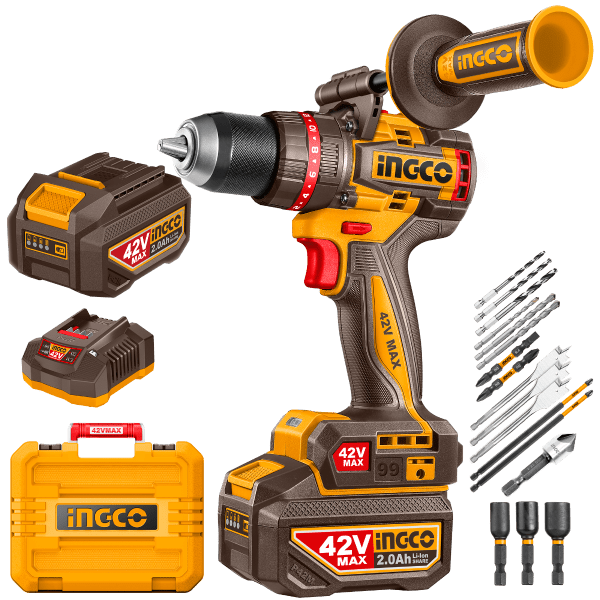 Taladro Impacto Inalámbrico 42V 99Nm + 2 Baterías Cargador INGCO UCIDLI429982 - MARKEMSTORE - Taladro